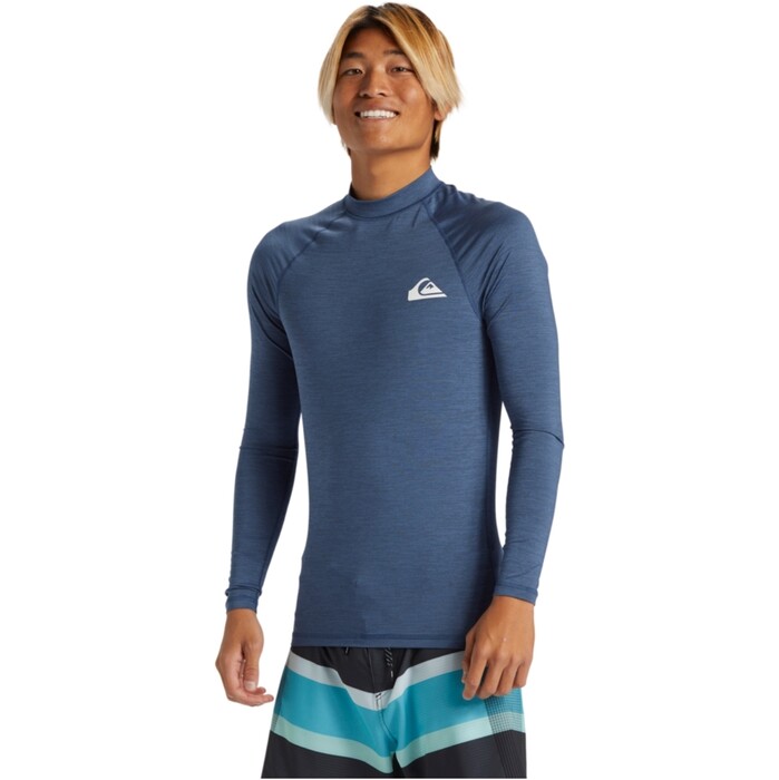 2024 Quiksilver Mens Everyday UPF50 Long Sleeve Rash Vest AQYWR03131 - Vintage Indigo Heather